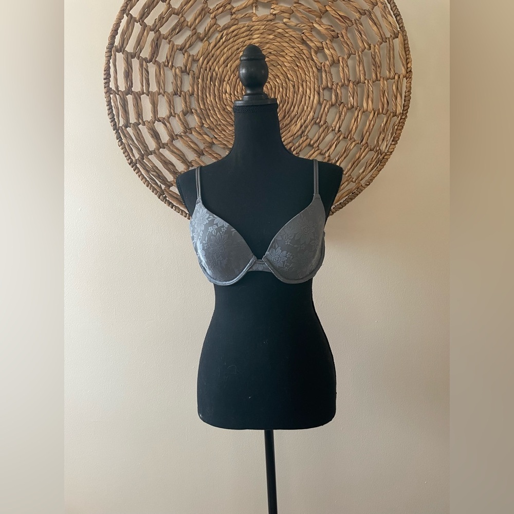 Ellen Tracy Charcoal Blue Lace Bra